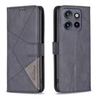 For Motorola Edge 50 Neo Magnetic Buckle Rhombus Texture Leather Phone Case(Black) - 1