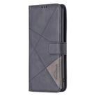 For Motorola Edge 50 Neo Magnetic Buckle Rhombus Texture Leather Phone Case(Black) - 3