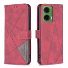 For Motorola Moto G35 Magnetic Buckle Rhombus Texture Leather Phone Case(Red) - 1
