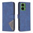 For Motorola Moto G35 Magnetic Buckle Rhombus Texture Leather Phone Case(Blue) - 1