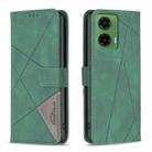 For Motorola Moto G35 Magnetic Buckle Rhombus Texture Leather Phone Case(Green) - 1