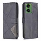 For Motorola Moto G35 Magnetic Buckle Rhombus Texture Leather Phone Case(Black) - 1