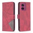 For Motorola Moto G55 Magnetic Buckle Rhombus Texture Leather Phone Case(Red) - 1