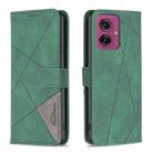 For Motorola Moto G55 Magnetic Buckle Rhombus Texture Leather Phone Case(Green) - 1