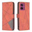 For Motorola Moto G55 Magnetic Buckle Rhombus Texture Leather Phone Case(Brown) - 1