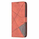 For Motorola Moto G55 Magnetic Buckle Rhombus Texture Leather Phone Case(Brown) - 3