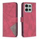 For Motorola Moto G75 5G Magnetic Buckle Rhombus Texture Leather Phone Case(Red) - 1