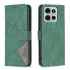 For Motorola Moto G75 5G Magnetic Buckle Rhombus Texture Leather Phone Case(Green) - 1