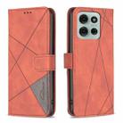 For Motorola Moto G75 5G Magnetic Buckle Rhombus Texture Leather Phone Case(Brown) - 1