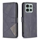 For Motorola Moto G75 5G Magnetic Buckle Rhombus Texture Leather Phone Case(Black) - 1