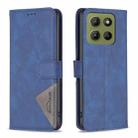 For Motorola Moto G15 Magnetic Buckle Rhombus Texture Leather Phone Case(Blue) - 1