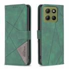 For Motorola Moto G15 Magnetic Buckle Rhombus Texture Leather Phone Case(Green) - 1