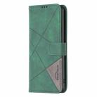 For Motorola Moto G15 Magnetic Buckle Rhombus Texture Leather Phone Case(Green) - 3