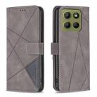 For Motorola Moto G15 Magnetic Buckle Rhombus Texture Leather Phone Case(Grey) - 1