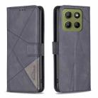 For Motorola Moto G15 Magnetic Buckle Rhombus Texture Leather Phone Case(Black) - 1