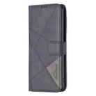 For Motorola Moto G15 Magnetic Buckle Rhombus Texture Leather Phone Case(Black) - 3