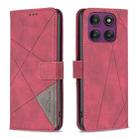 For Motorola Edge 60 Pro Magnetic Buckle Rhombus Texture Leather Phone Case(Red) - 1