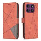 For Motorola Edge 60 Pro Magnetic Buckle Rhombus Texture Leather Phone Case(Brown) - 1