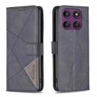 For Motorola Edge 60 Pro Magnetic Buckle Rhombus Texture Leather Phone Case(Black) - 1