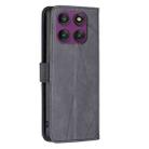 For Motorola Edge 60 Pro Magnetic Buckle Rhombus Texture Leather Phone Case(Black) - 3