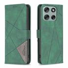 For Motorola Moto G56 5G Magnetic Buckle Rhombus Texture Leather Phone Case(Green) - 1