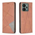 For Realme 15 5G Rhombus Texture Leather Phone Case(Brown) - 1