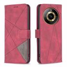 For  Realme 11 4G Magnetic Buckle Rhombus Texture Leather Phone Case(Red) - 1