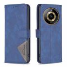 For  Realme 11 4G Magnetic Buckle Rhombus Texture Leather Phone Case(Blue) - 1