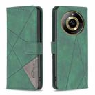 For  Realme 11 4G Magnetic Buckle Rhombus Texture Leather Phone Case(Green) - 1