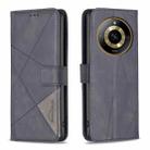 For  Realme 11 4G Magnetic Buckle Rhombus Texture Leather Phone Case(Black) - 1