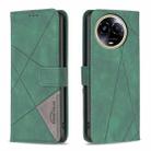 For Realme 11 5G Magnetic Buckle Rhombus Texture Leather Phone Case(Green) - 1