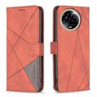 For Realme 11 5G Magnetic Buckle Rhombus Texture Leather Phone Case(Brown) - 1