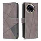 For Realme 11 5G Magnetic Buckle Rhombus Texture Leather Phone Case(Grey) - 1