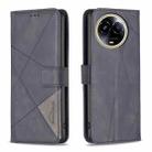 For Realme 11 5G Magnetic Buckle Rhombus Texture Leather Phone Case(Black) - 1