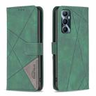 For Realme C65 4G Magnetic Buckle Rhombus Texture Leather Phone Case(Green) - 1
