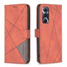 For Realme C65 4G Magnetic Buckle Rhombus Texture Leather Phone Case(Brown) - 1