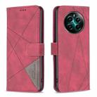 For Realme 12+ 5G Magnetic Buckle Rhombus Texture Leather Phone Case(Red) - 1