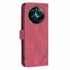 For Realme 12+ 5G Magnetic Buckle Rhombus Texture Leather Phone Case(Red) - 3