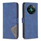 For Realme 12+ 5G Magnetic Buckle Rhombus Texture Leather Phone Case(Blue) - 1