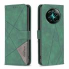 For Realme 12+ 5G Magnetic Buckle Rhombus Texture Leather Phone Case(Green) - 1