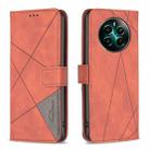 For Realme 12+ 5G Magnetic Buckle Rhombus Texture Leather Phone Case(Brown) - 1