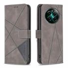 For Realme 12+ 5G Magnetic Buckle Rhombus Texture Leather Phone Case(Grey) - 1