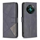 For Realme 12+ 5G Magnetic Buckle Rhombus Texture Leather Phone Case(Black) - 1