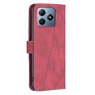 For Realme C61 / C63 Magnetic Buckle Rhombus Texture Leather Phone Case(Red) - 3