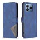 For Realme C61 / C63 Magnetic Buckle Rhombus Texture Leather Phone Case(Blue) - 1