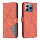 For Realme C61 / C63 Magnetic Buckle Rhombus Texture Leather Phone Case(Brown) - 1