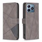 For Realme C61 / C63 Magnetic Buckle Rhombus Texture Leather Phone Case(Grey) - 1