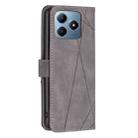 For Realme C61 / C63 Magnetic Buckle Rhombus Texture Leather Phone Case(Grey) - 3