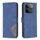 For Realme GT 6 / GT 6T Magnetic Buckle Rhombus Texture Leather Phone Case(Blue) - 1