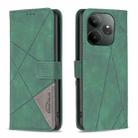 For Realme GT 6 / GT 6T Magnetic Buckle Rhombus Texture Leather Phone Case(Green) - 1